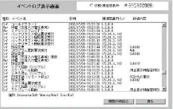 イベントログ画面:クリックすると拡大画面を表示します